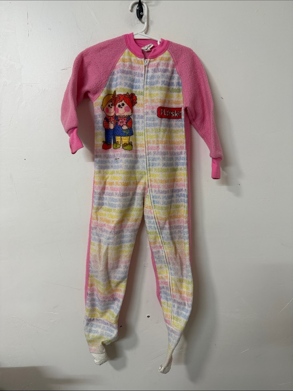 Playskool Pink Stripe Plush Footed One-Piece for Kids1982